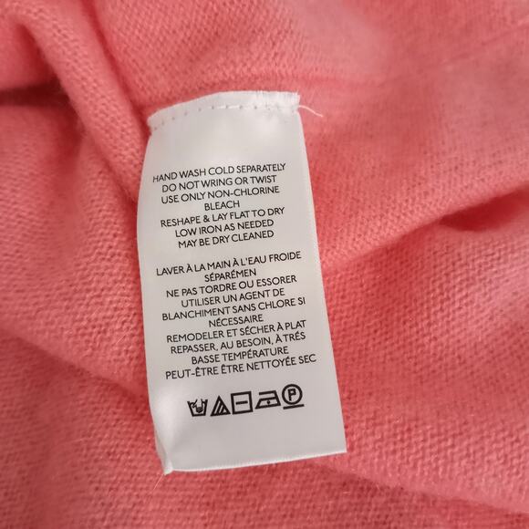 FREE PEOPLE 100% Cashmere Cardigan Button Sweater XS Mango Pink Collar Roll Edge - Picture 7 of 8